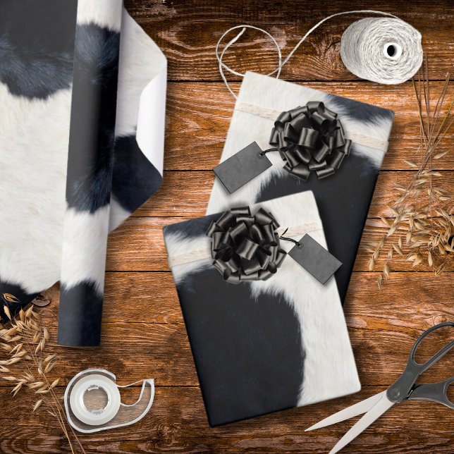Animal Print Cow Black White Wrapping Paper (Creator Uploaded)