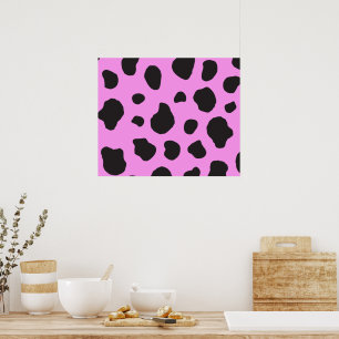 Animal Print (Cow Print), Cow Spots - Pink Black