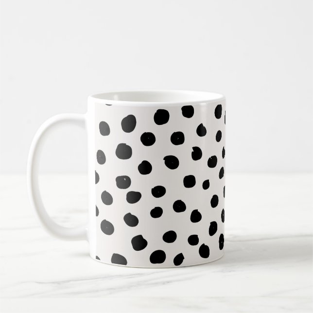 Animal Print Dots Black And White Dalmatian Coffee Mug (Left)