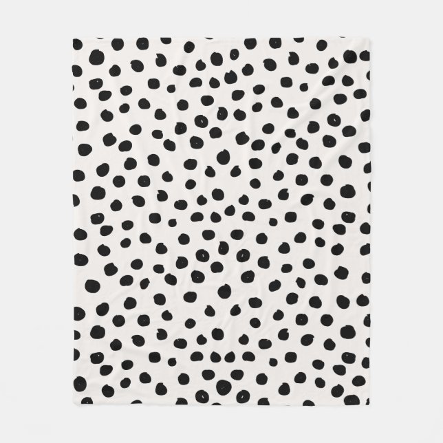 Animal Print Dots Black And White Dalmatian Fleece Blanket (Front)