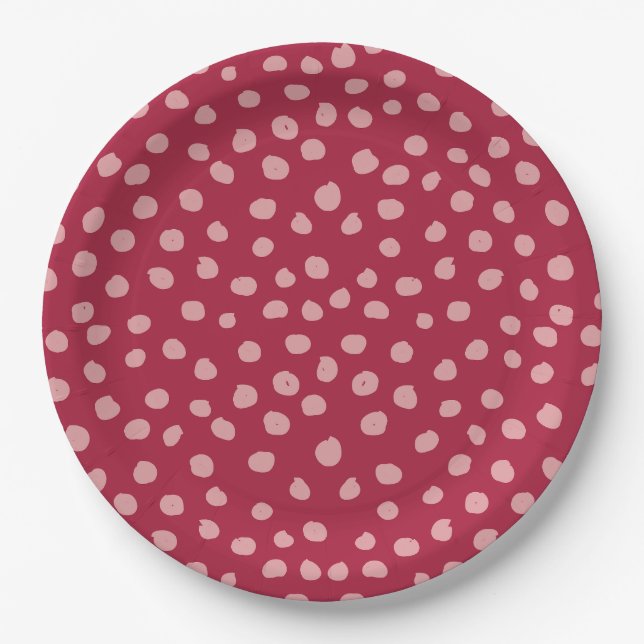 Animal Print Dots Magenta Paper Plate (Front)