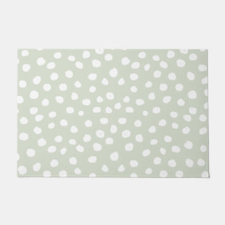Animal Print Dots Sage Green And White Doormat