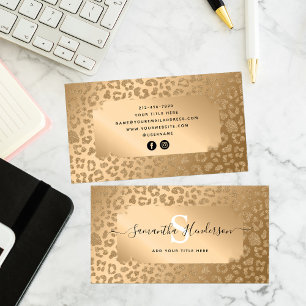 Animal Print Elegant Gold Glam Social Media Business Card