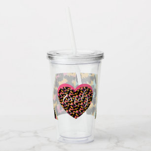 Animal Print Faux Foil Monogrammed Pink Name  Acry Acrylic Tumbler