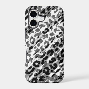 Animal print fur skin of leopard black grey