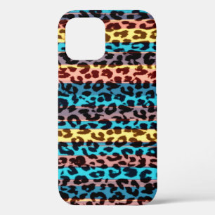 Animal print fur skin of leopard colourful stripes iPhone 12 pro case