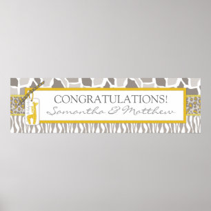Animal Print & Giraffe Baby Shower Banner Unisex