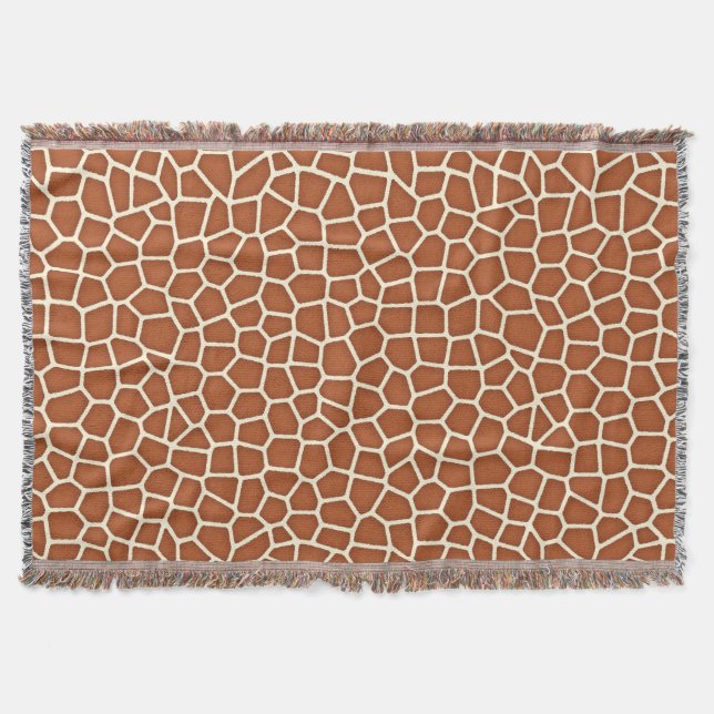 Animal Print, Giraffe in Shades of Copper Brown Throw Blanket (Front)
