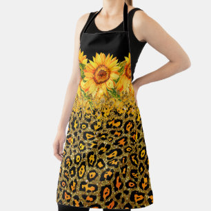 Animal print glitter and sunflowers apron