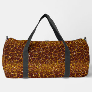 Animal Print Gold Glitter Look Duffle Bag
