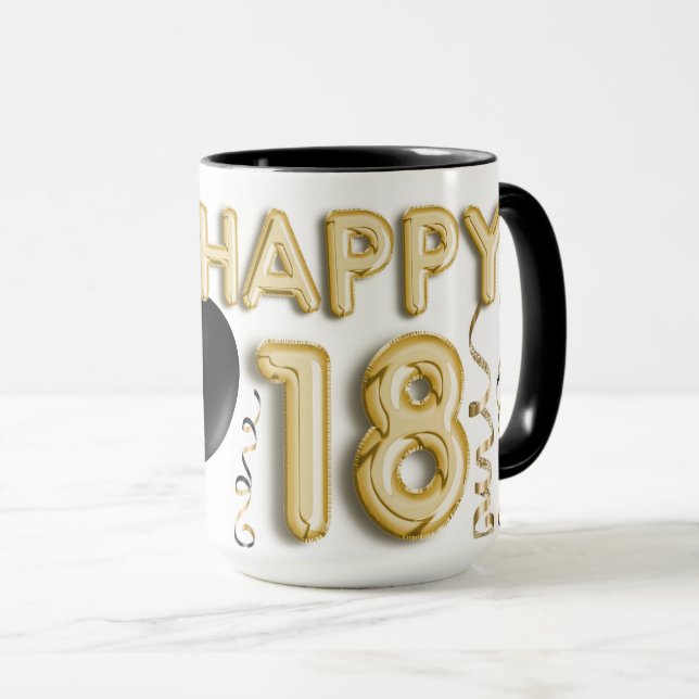 Animal Print & Gold Happy 18th Birthday Mug (Front Right)