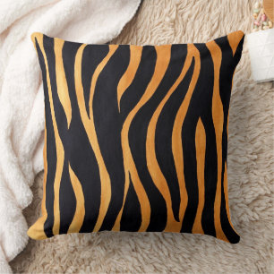 Animal Print Golden and Black Throw Pillow