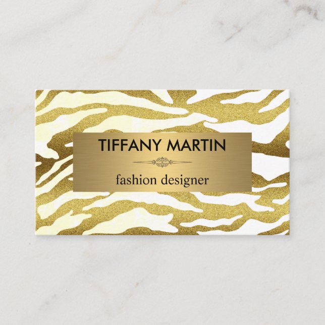 Animal Print Golden Business Card (Front)