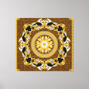 Animal Print Golden Scrolls Silk