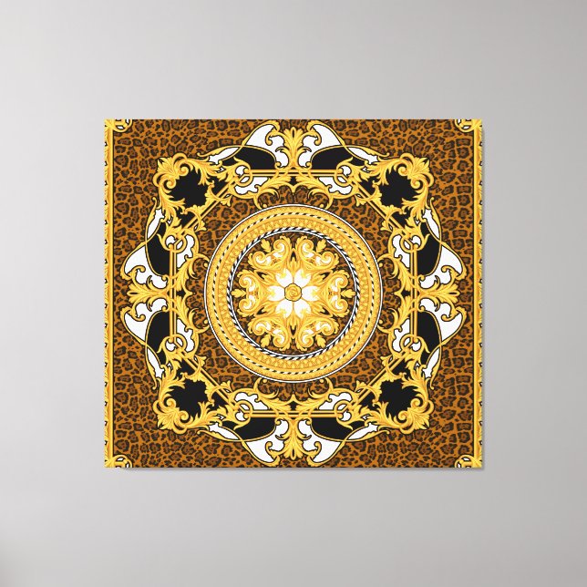 Animal Print Golden Scrolls Silk (Front)