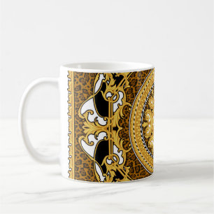 Animal Print Golden Scrolls Silk Coffee Mug