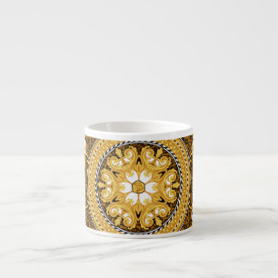 Animal Print Golden Scrolls Silk Espresso Cup