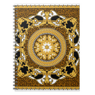 Animal Print Golden Scrolls Silk Notebook