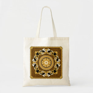 Animal Print Golden Scrolls Silk Tote Bag