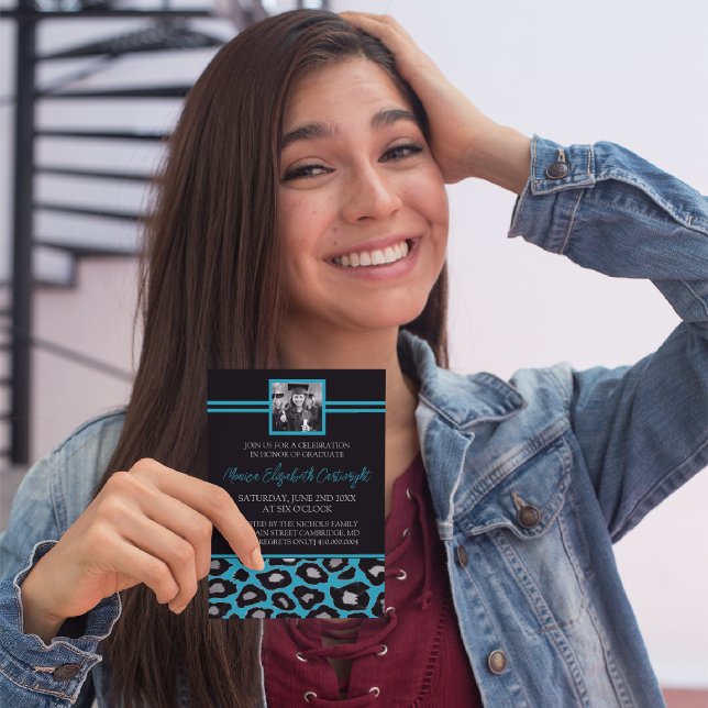 Animal Print Graduation Announcements [Teal] (Creator Uploaded)