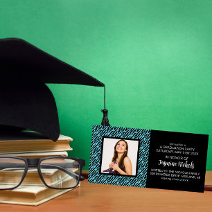 Animal Print Graduation Photo Cards [Teal]