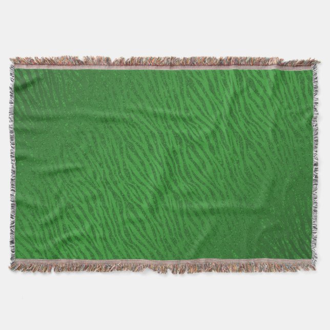 Animal Print Green Glitter Glam Throw Blanket (Front)