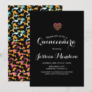 Animal Print Heart Quinceañera Sweet 16 Invitation