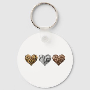 Animal Print Hearts Key Ring