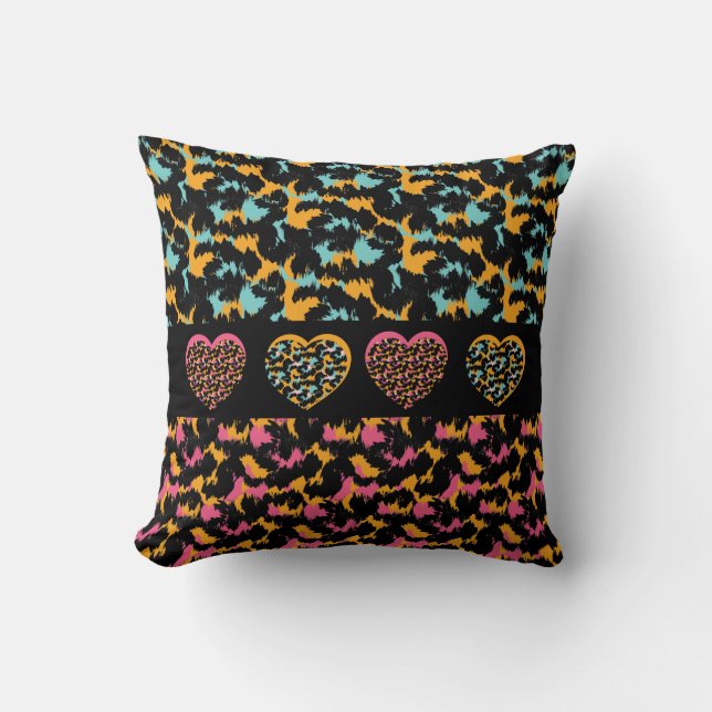 Animal Print Hearts Pattern  Cushion (Front)