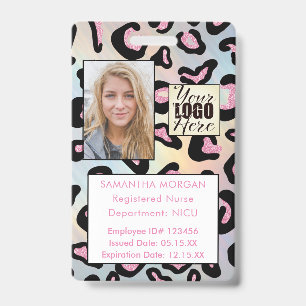 Animal Print Holographic Photo Logo Employee ID Ba Badge