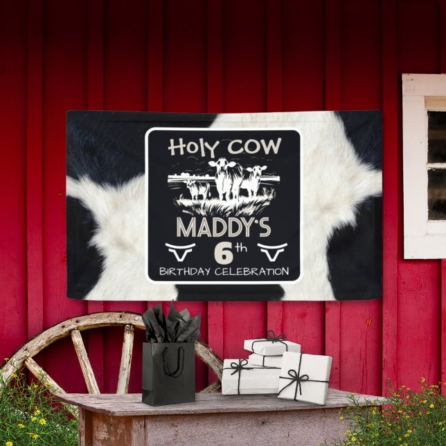 Animal Print Holy Cow Birthday Banner (Creator Uploaded)