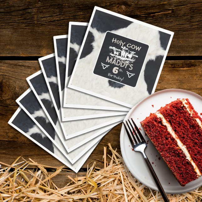 Animal Print Holy Cow Birthday Paper Napkin (Creator Uploaded)