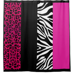 Animal Print Hot Pink Leopard Zebra Shower Curtain