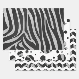 Animal Print in Black and White Wrapping Paper Sheet