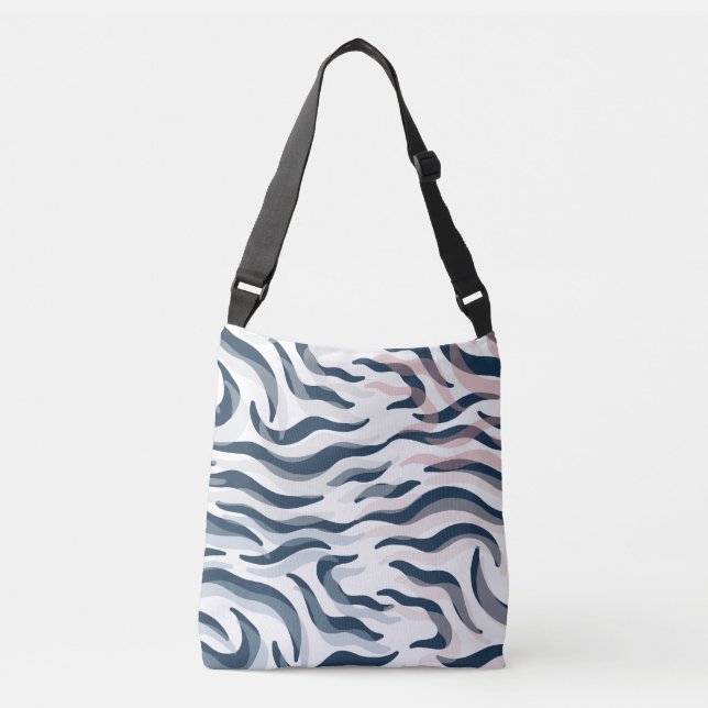 Animal print in navy and watercolor crossbody bag (Front)