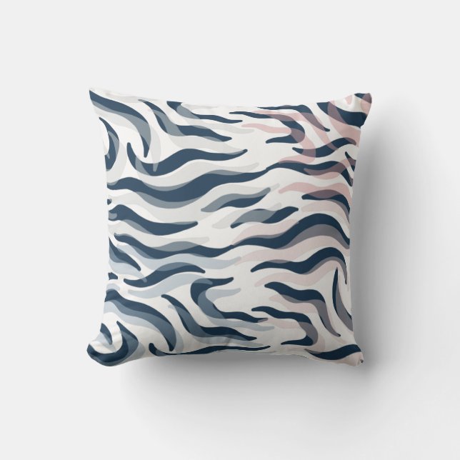 Animal print in navy and watercolor cushion (Front)