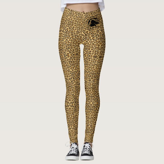 Animal Print Leggings with Black B&BE Logo (Front)