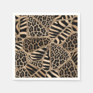 Animal Print - Leopard and Zebra - pastel gold Napkin