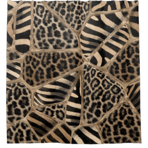 Animal Print - Leopard and Zebra - pastel gold Shower Curtain