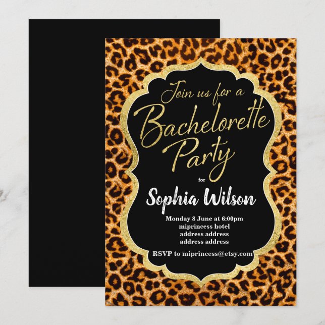 Animal print Leopard Bachelorette Party Invitation (Front/Back)