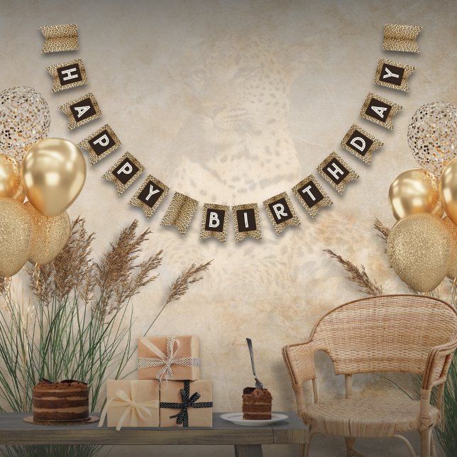 Animal Print Leopard Birthday bunting banner (Creator Uploaded)