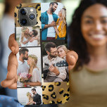 Animal Print Leopard Black Gold 5 Photo Collage iPhone 11 Pro Max Case<br><div class="desc">Glam iphone case to customise with 5 of your favourite photos. The design features a picture montage set on an animal print background with cheetah spots in black and gold. The photo template is set up to create a photo collage, displaying your pictures in landscape and portrait formats. Designed for...</div>