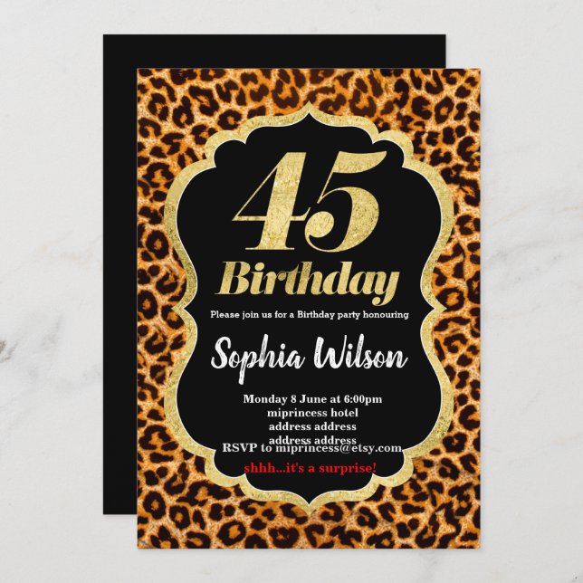Animal print Leopard invitation (Front/Back)