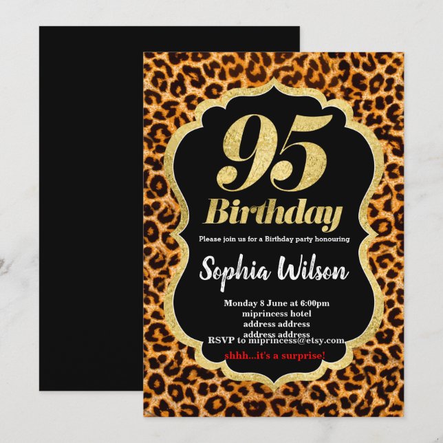 Animal print Leopard invitation (Front/Back)