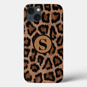 Animal Print Leopard Monogram Name iPhone 13 Case