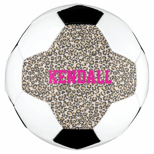 Animal Print Leopard NAME Pink Wild Chic Fun Football (Front)