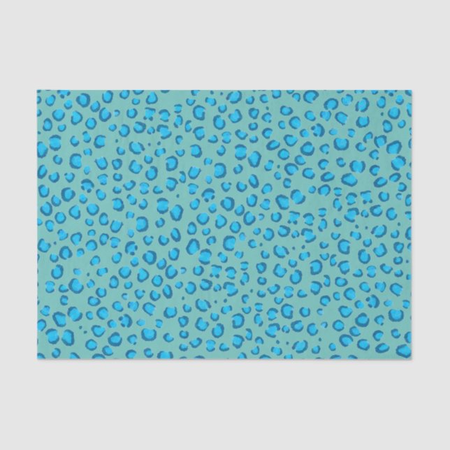 Animal Print Leopard Pattern Blue Gift Tissue Paper (Front)