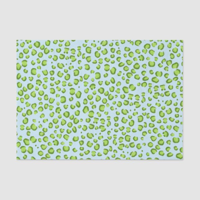 Animal Print Leopard Pattern Green Gift Tissue Paper (Front)
