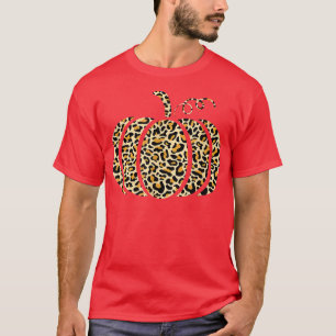 Animal Print Leopard Print Pumpkin Fall Halloween  T-Shirt
