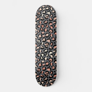 Animal Print Leopard Spots Black Pink Wild Animals Skateboard